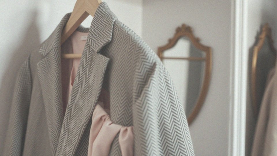 Co wyróżnia tweedowy żakiet w połączeniu z pudrowym różem?